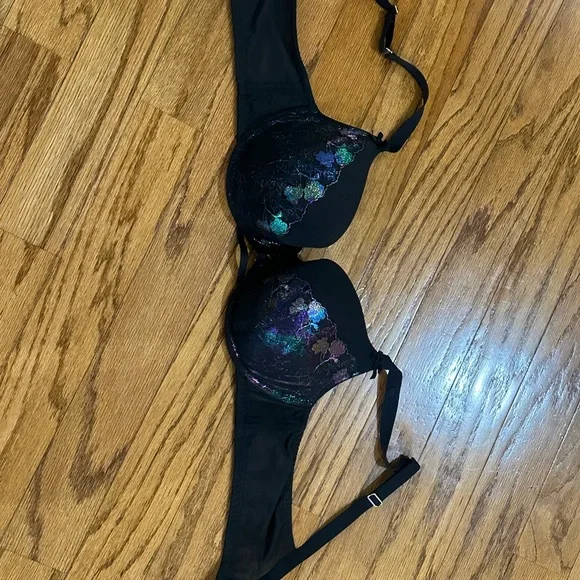 Cacique Black Bra with Multicolor Floral Design - Picture 3 of 5